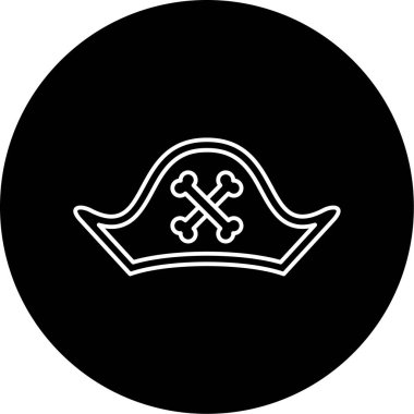  Korsan Şapkası Vektör Kabartma Simgesi Tasarımı 