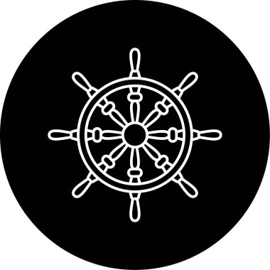 Gemi Tekerleği Vektör Kabartma Simgesi Tasarımı 