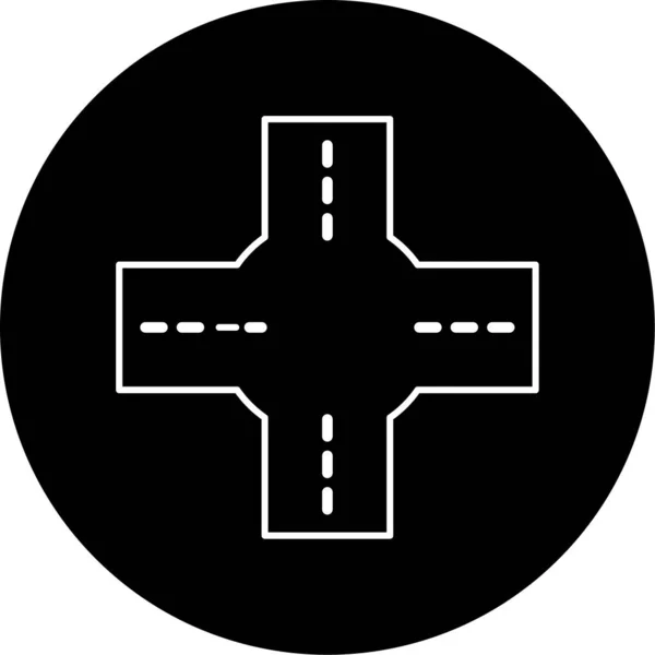 Road Intersection Vector Glyph Icon Design —  Vetores de Stock