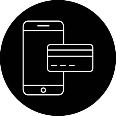 Mobil Ödeme Vektörü Glyph Simgesi Tasarımı 