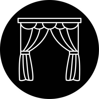 Perde Vektörü Kabartma Simgesi Tasarımı