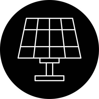 Güneş Paneli Vektör Kabartma Simgesi Tasarımı