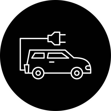 Elektrikli Otomobil Vektörü Kabartma Simgesi Tasarımı