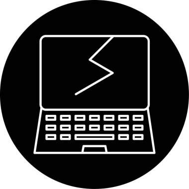 Kırık Laptop Vektör Glyph Simgesi Tasarımı