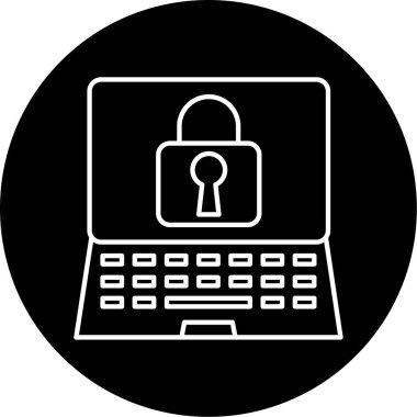  Dizüstü bilgisayar Kilidi Vektör Kabartma Simgesi Tasarımı