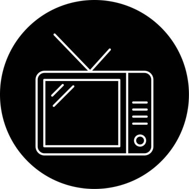 Televizyon Vektörü Glyph Simgesi Tasarımı