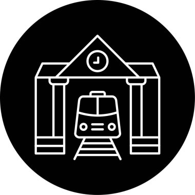  Tren İstasyonu Vektör Kabartma Simgesi Tasarımı