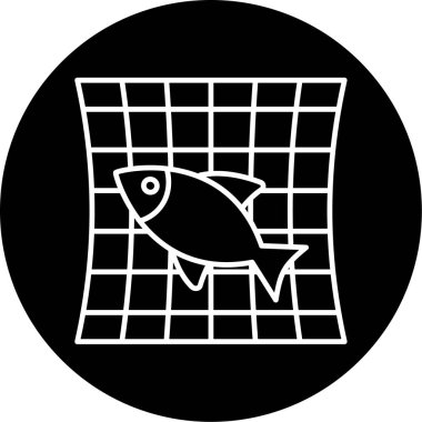 Balıkçılık Ağı Vektör Kabartma Simgesi Tasarımı 