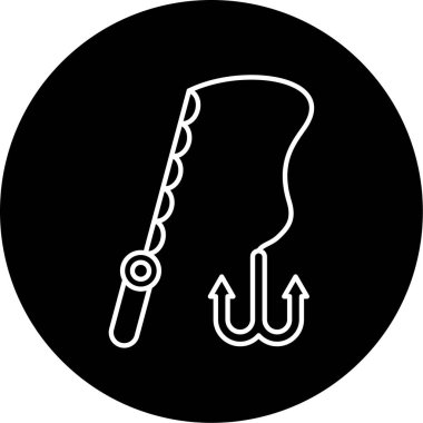 Balıkçı Çubuğu Vektör Kabartma Simgesi Tasarımı 