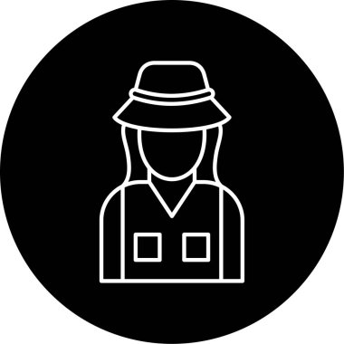 Balıkçı Kadın Vektör Sembol Tasarımı  