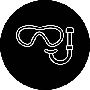 Dalış Maskesi Vektörü Kabartma Simgesi Tasarımı 