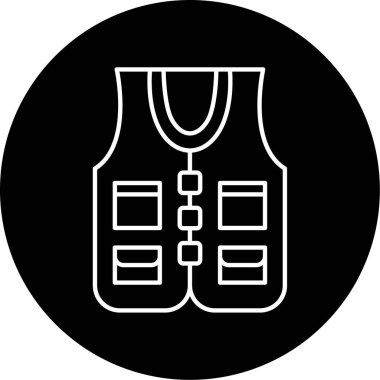 Balıkçı Yeleği Vektörü Kabartma Simgesi Tasarımı 