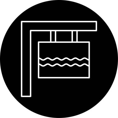 Nehir İşareti Vektör Kabartma Simgesi Tasarımı 