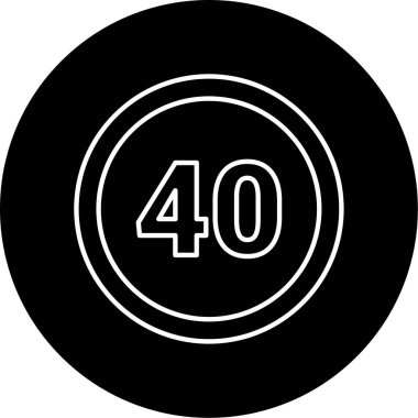 Hız Sınırı 40 Vektör Kabartma Simgesi Tasarımı 