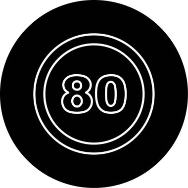 Hız Sınırı 80 Vektör Kabartma Simgesi Tasarımı 