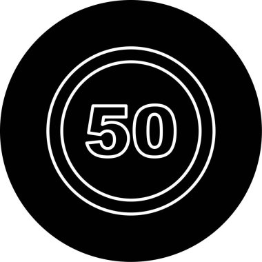  Hız Sınırı 50 Vektör Şekil Simgesi Tasarımı 