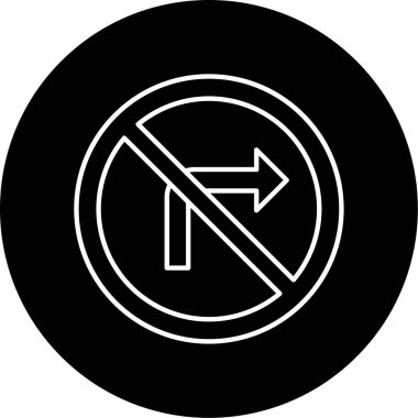 Sağa Dönüş Vektörü Kabartma Simgesi Tasarımı Yok 