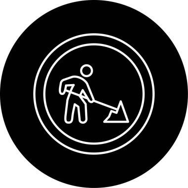  Yol Çalışması Vektörü Kabartma Simgesi Tasarımı 