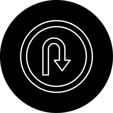  U Dönüş Vektörü Kabartma Simgesi Tasarımı