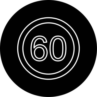 Hız Sınırı 60 Vektör Kabartma Simgesi Tasarımı