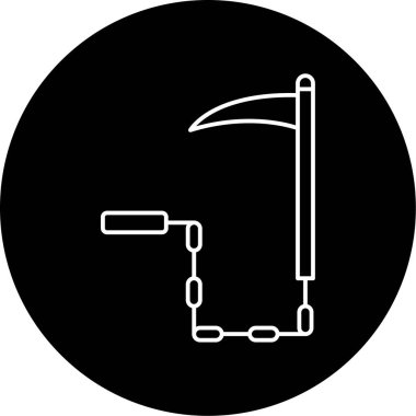 Kusarigama Vektör Kabartma Simgesi Tasarımı 