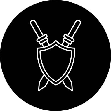 Kılıç Kalkanı Vektör Sembol Tasarımı