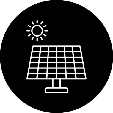 Güneş Paneli Vektör Kabartma Simgesi Tasarımı