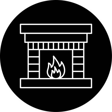 Şömine Vektörü Şekil Simgesi Tasarımı