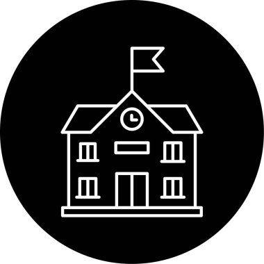 Okul Vektörü Kabartma Simgesi Tasarımı