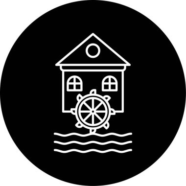 Su Değirmeni Vektör Kabartma Simgesi Tasarımı