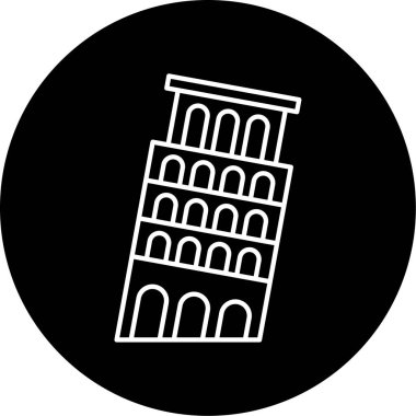 Pisa Kulesi Vektör Kabartma Simgesi Tasarımı