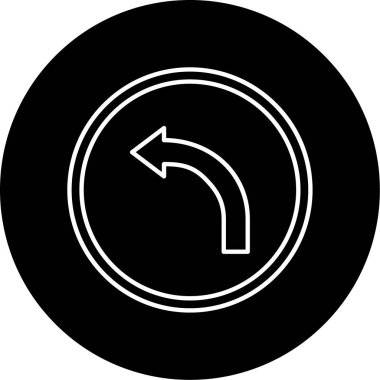 Eğri Sol Vektör Şekil Simgesi Tasarımı