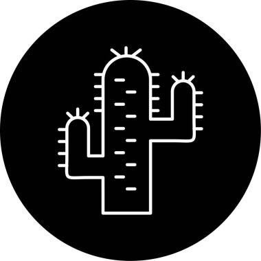 Kaktüs Vektör Kabartma Simgesi Tasarımı