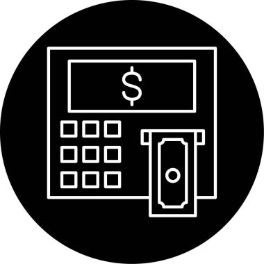  Atm Makinesi Vektör Şekil Simgesi Tasarımı