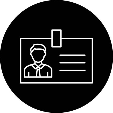 Kimlik Kart Vektörü Glyph Simgesi Tasarımı