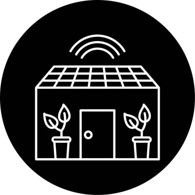 Akıllı Yeşil Ev Vektör Kabartma Simgesi Tasarımı