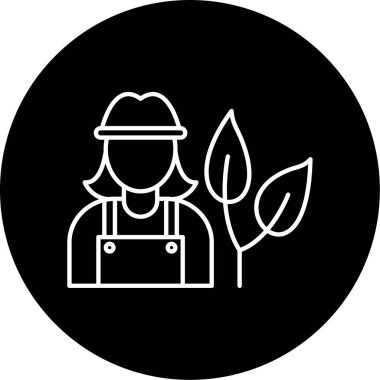  Bayan Çiftçi Vektör Kabartma Simgesi Tasarımı