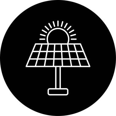 Güneş Paneli Vektör Kabartma Simgesi Tasarımı 