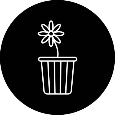 Çiçek Saksı Vektörü Sembol Tasarımı