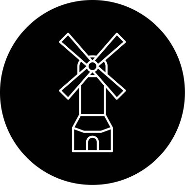  Windmill Vektör Kabartma Simgesi Tasarımı
