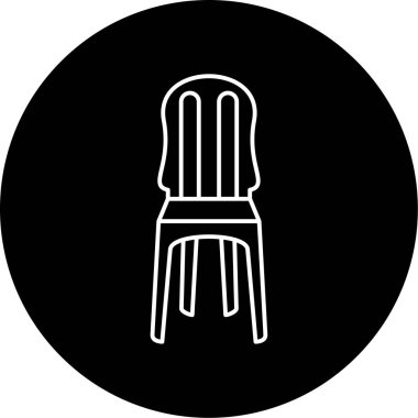 Plastik Sandalye Vektörü Kabartma Simgesi Tasarımı