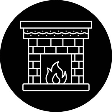 Şömine Vektörü Şekil Simgesi Tasarımı