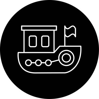 Oyuncak Tekne Vektörü Kabartma Simgesi Tasarımı