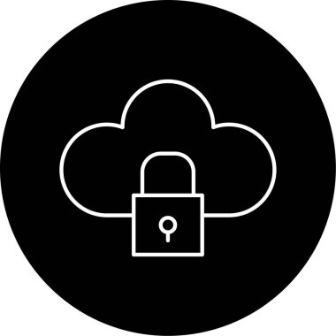 Vektör Bulutu Kilitli Kabartma Simgesi Tasarımı 