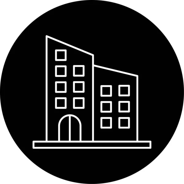 Office Building Vector Glyph Icon Design — ストックベクタ