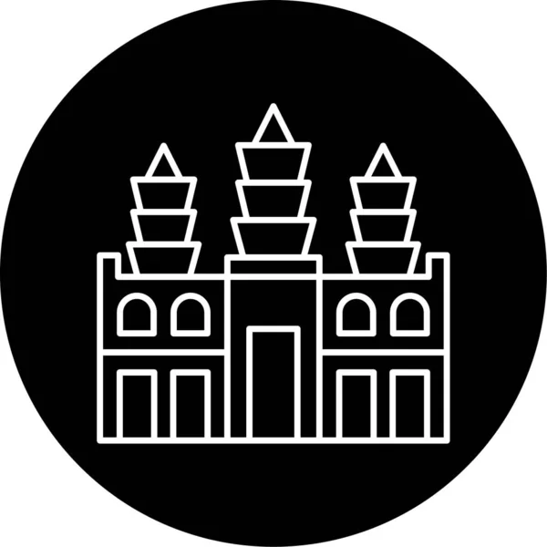 Angkor Wat Vector Glyph Diseño Iconos — Archivo Imágenes Vectoriales