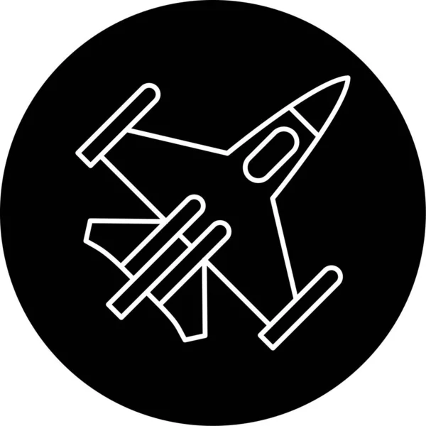 Fighter Jet Vector Glyph Icon Design - Stok Vektor