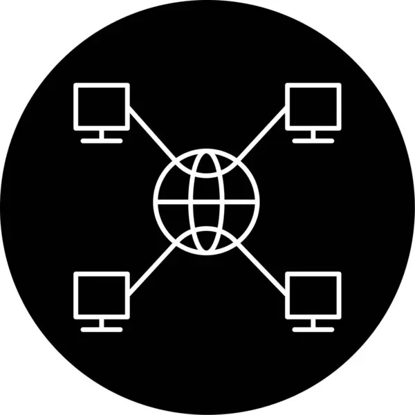 Vector Global Network Glyph Σχεδιασμός Εικονιδίων — Διανυσματικό Αρχείο