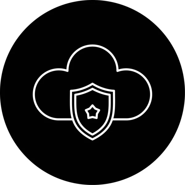 Vector Cloud Shield Glyph Icon Design — Stock Vector