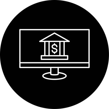 Çevrimiçi Vektör Bankacılık Kabartma Simgesi Tasarımı 